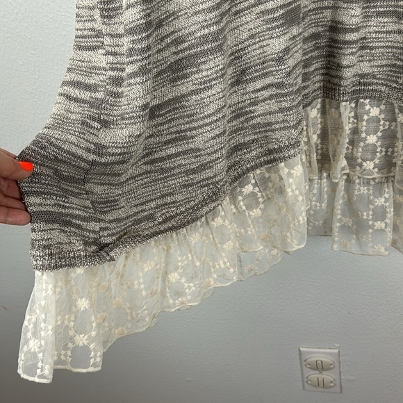 LOGO by Lori Goldstein Space Gray Dye Sweater Tank lace trim plus size 3X - Picture 3 of 9